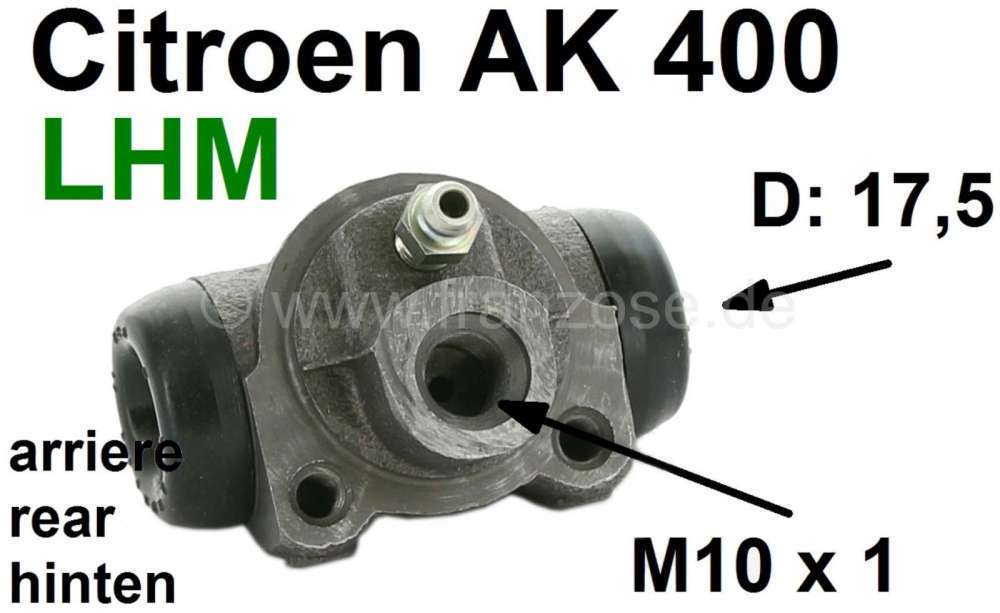 Citroen-2CV - Achterwielremcilinder, LHM remsysteem. Geschikt voor Citroen AK400, van 1977 tot 1978. Zui