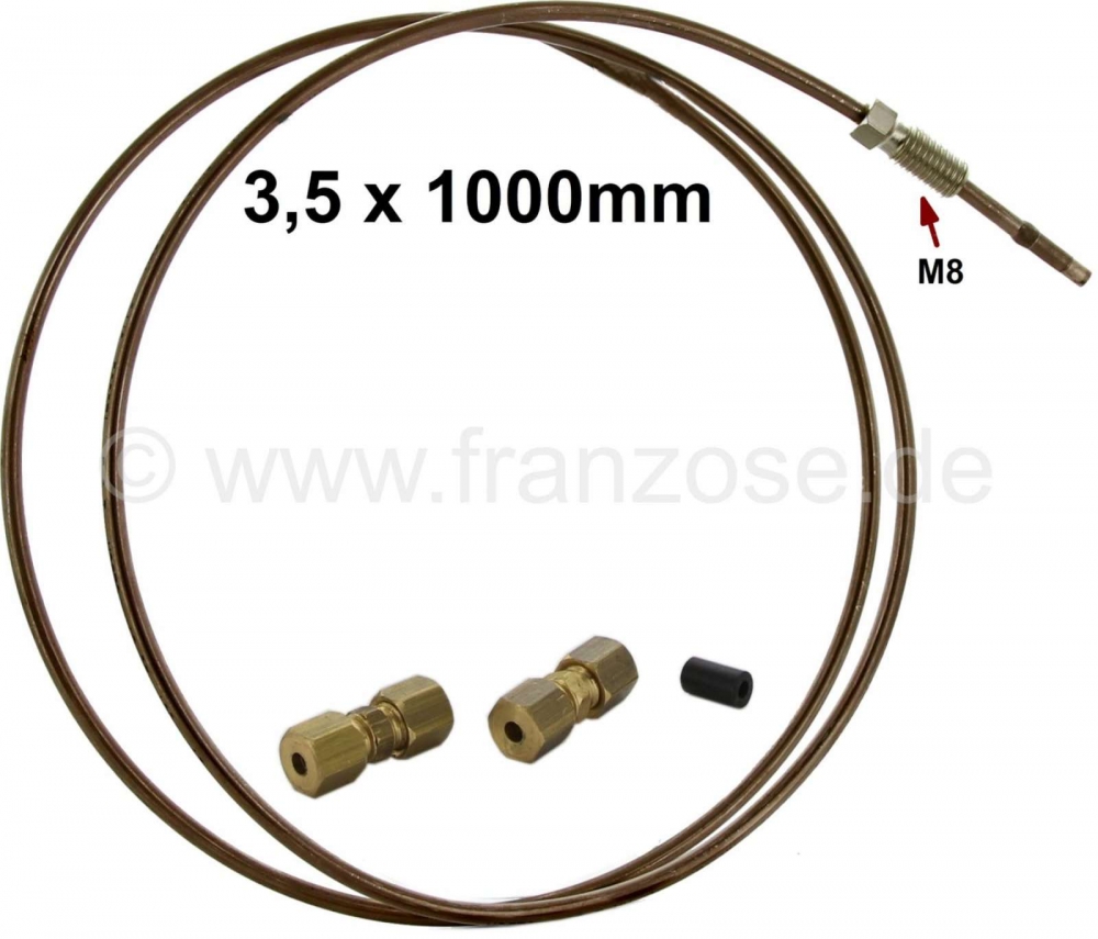 Citroen-2CV - Rem + hydraulische leiding (3,5 mm) noodreparatieset. Bestaande uit: 1 meter Kunifer (kope