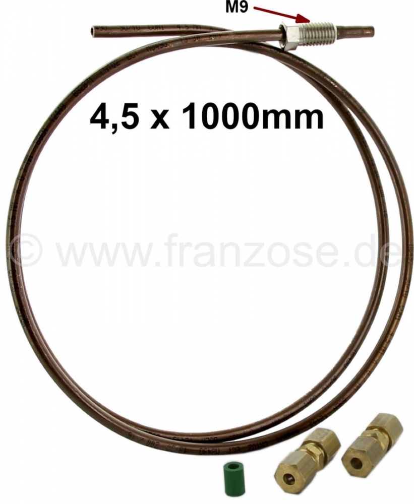 Citroen-2CV - Rem + hydraulische leiding (4,5 mm) noodreparatieset. Bestaande uit: 1 meter Kunifer (kope