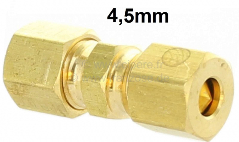 Citroen-2CV - Remleiding + hydraulische leidingconnector, voor 4,5 mm leidingen. Deze connector werkt me