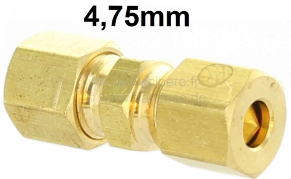 Citroen-2CV - Remleiding + hydraulische leidingconnector, voor leidingen met 4,75 mm diameter. Geschikt 