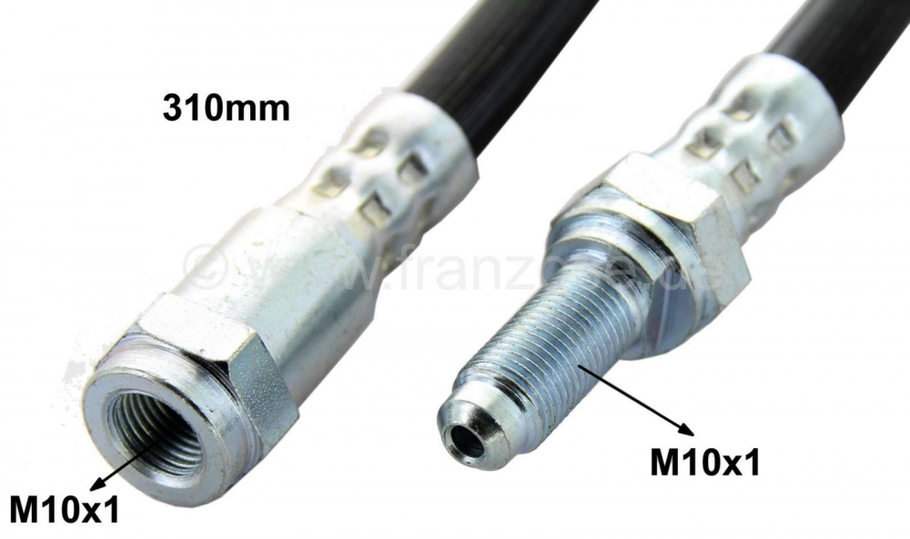 Citroen-DS-11CV-HY - Achterremslang, geschikt voor Citroen 2CV + AMI6, tot bouwjaar 1966. 310mm lang. Eén zijd