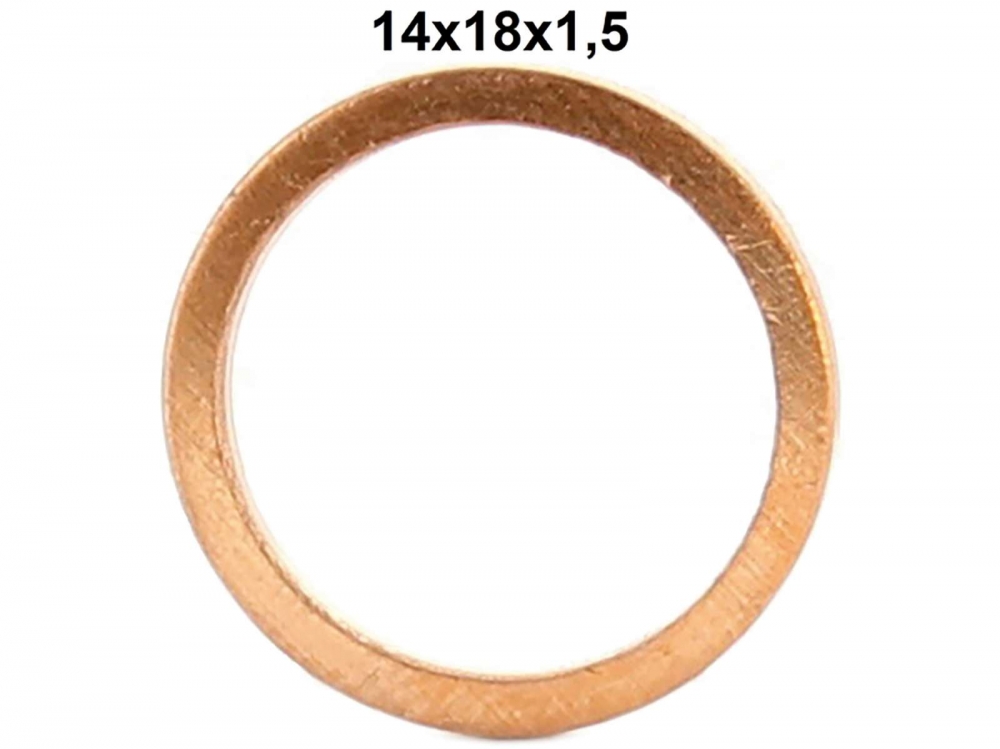 Renault - Remleiding koperen afdichtring. Afmeting: 14 x 18 x 1,5mm.
