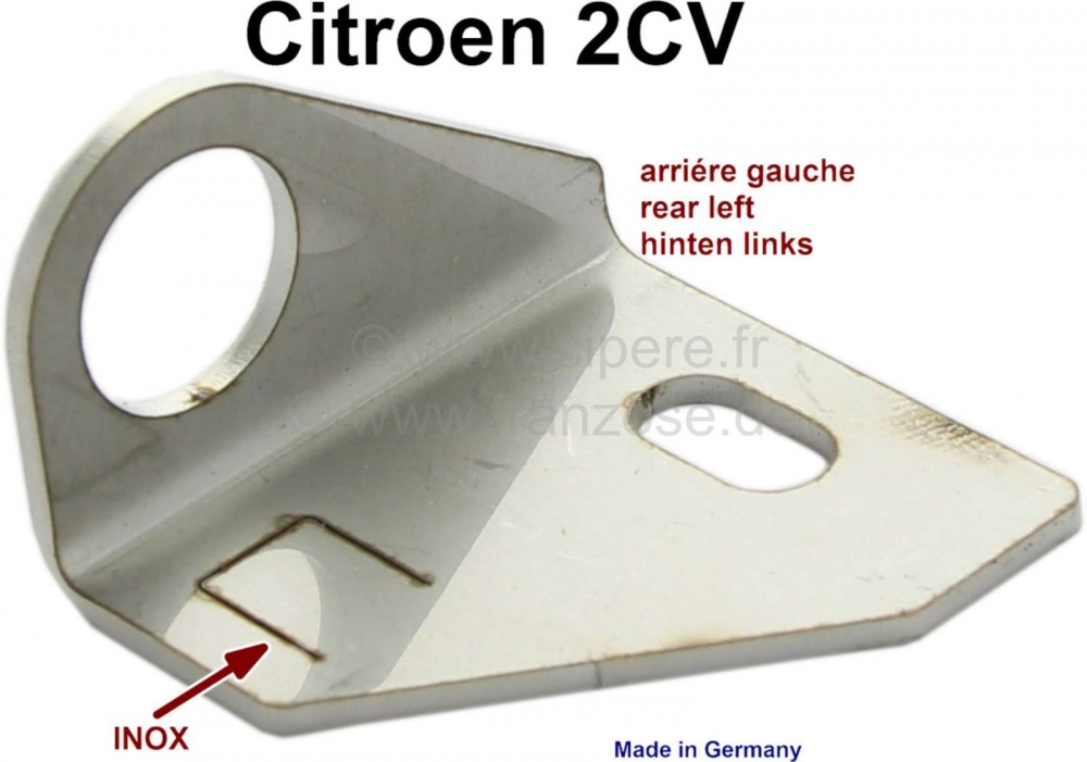 Citroen-2CV - Remleidinghouder, links achter. Geschikt voor Citroen 2CV, van 07/1964 tot 01/1972. De rem