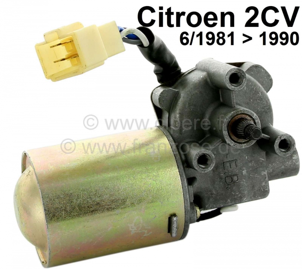 Citroen-2CV - Ronde ruitenwissermotor, 12 volt. Geschikt voor Citroen 2CV6, van modeljaar 6/1981 tot 199