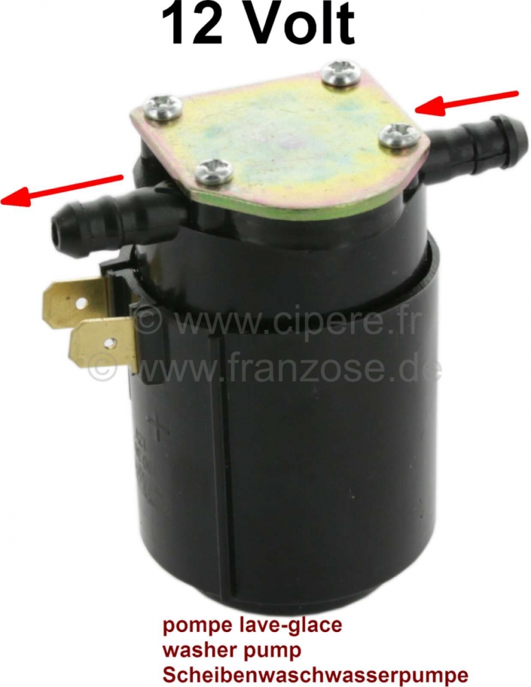 Renault - Ruitensproeierpomp, elektrisch, kleur zwart. Geschikt voor Citroen DS. Deze pomp is ook id