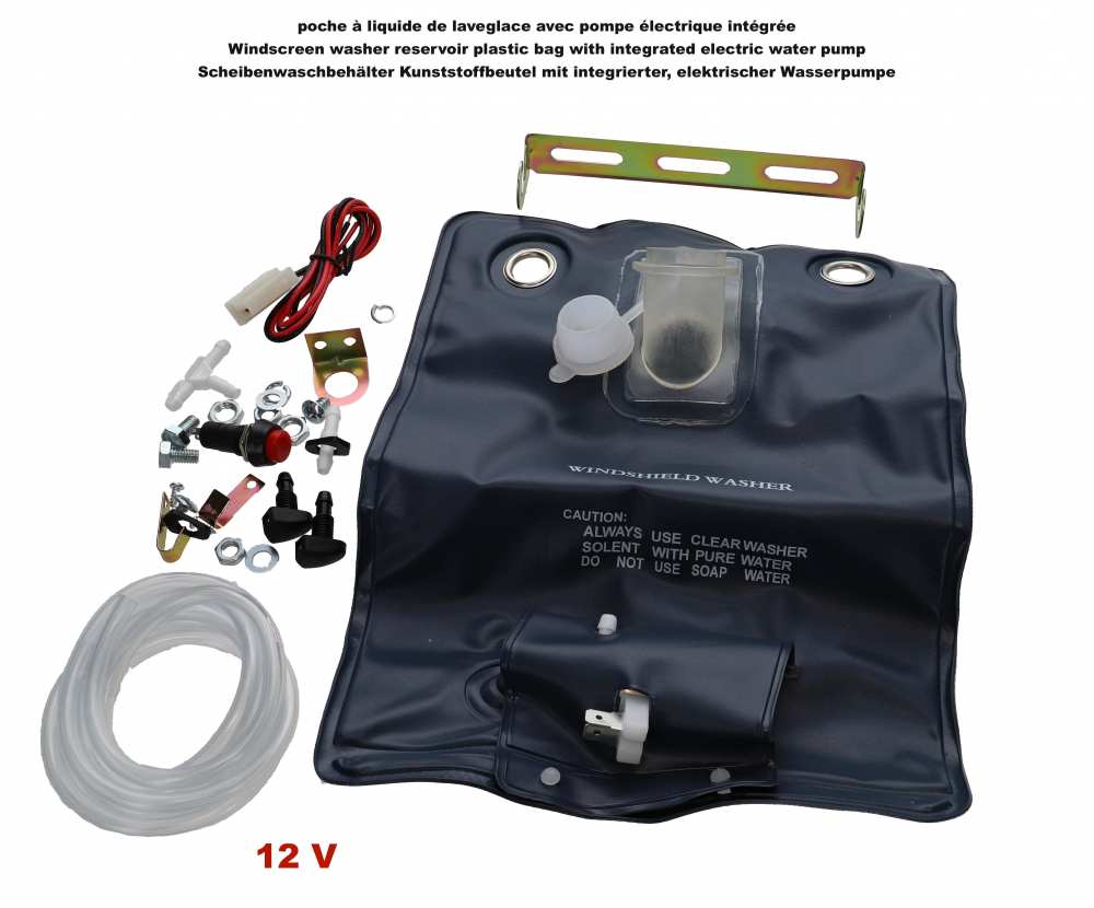 Renault - Ruitensproeierreservoir - plastic zak, met geïntegreerde elektrische waterpomp. 12 volt. 