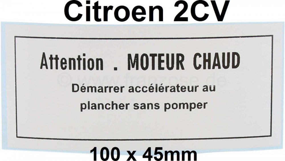 Citroen-2CV - Sticker voor de ruitenwissermotor. Geschikt voor Citroen 2CV.