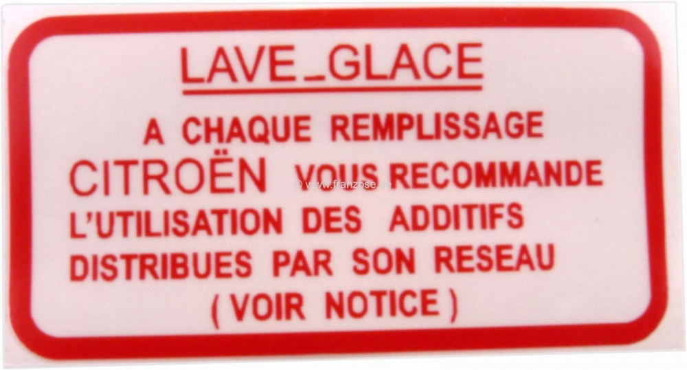Citroen-2CV - Sticker voor de watertank, voor het ruitensproeiersysteem. Citroën 2CV, Dyane, AMi, CX, V
