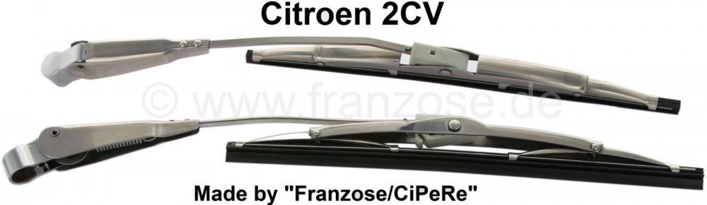 Citroen-2CV - Verchroomde wisserbladen (ruitenwissers) en wisserarmen (2 stuks). Geschikt voor Citroen 2
