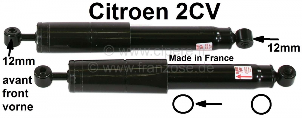 Sonstige-Citroen - Schokbreker (2 stuks) voor, voor Citroen 2CV. Voor 12mm schokdemperbevestiging. Fabrikant 