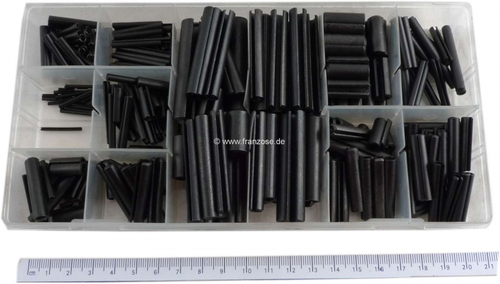 Citroen-2CV - Holle veerpennen - assortiment, 450 stuks. Van 2 tot 10mm diameter en een lengte van 5 tot