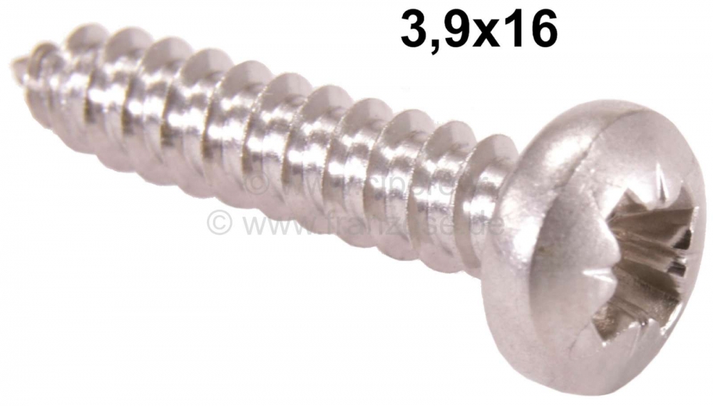 Citroen-2CV - Kruiskopschroef (3,9x16) van roestvrij staal, voor ronde richtingaanwijzers + remlicht. Vo