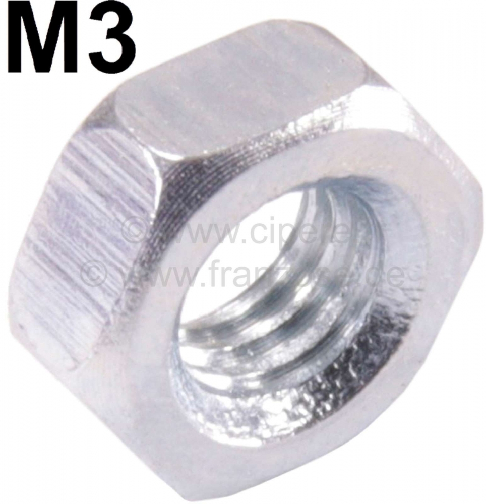 Citroen-2CV - M3, gegalvaniseerde moer, (chroomstrip 2CV ventilatorklep)