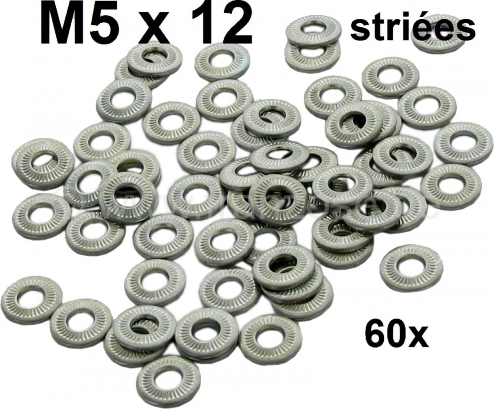 Renault - M5, geribbelde sluitringen (Striees). M5x12mm. Pakket bevat 60 stuks! Deze gegolfde ringen