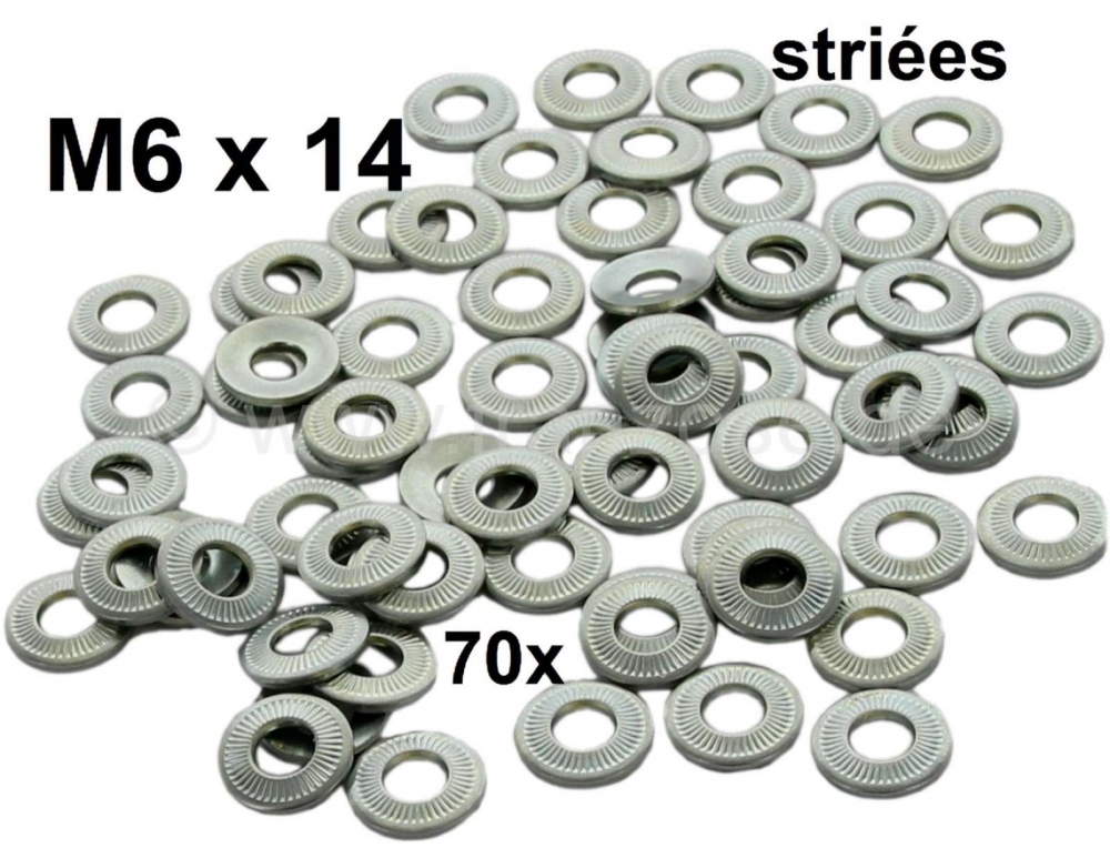 Renault - M6, gegolfde ringen M6x14 (Striees). Inhoud verpakking: 70 stuks. Deze golfringen werden o
