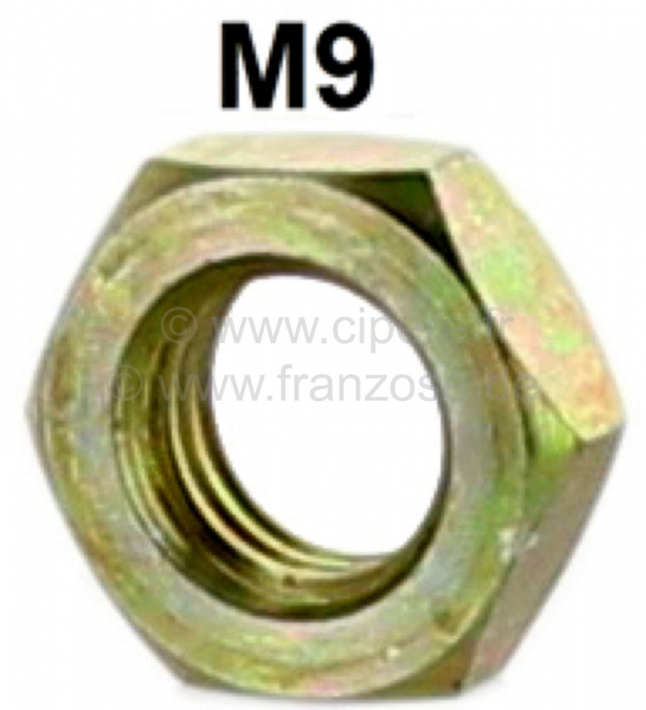 Renault - M9, moer M9x1,25. Laag (plat) ontwerp. Hoogte: 5mm. Bijv. voor de kleppendeksel schroefver