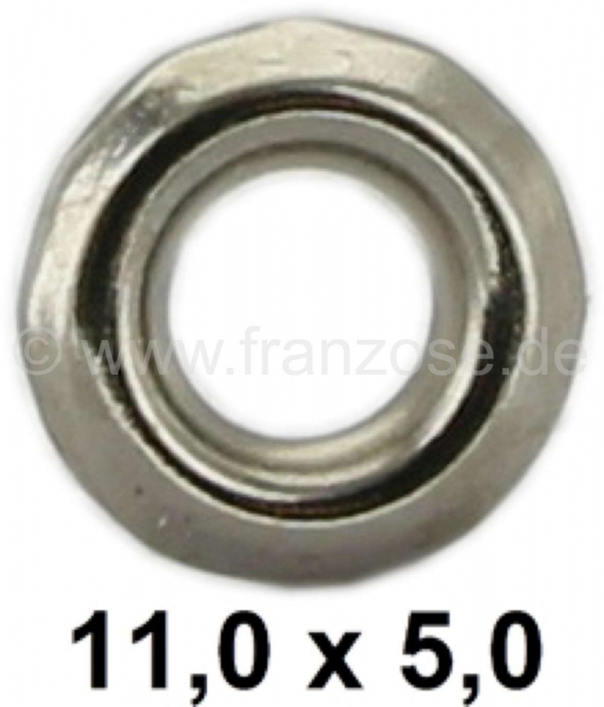 Citroen-2CV - Vernikkeld rozet. Voor 4mm schroef. Buitendiameter: 11mm. Hoogte: 2,4mm. Deze rozetten wer