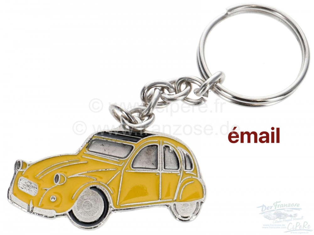 Citroen-2CV - Sleutelhanger 2CV geel Emallie