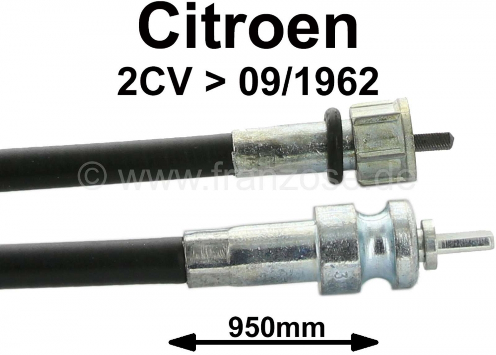 Citroen-2CV - Snelheidskabel voor 2CV (eerste versie) tot 09/1962 (vierkant 3mm). Snelheidsmeteraansluit