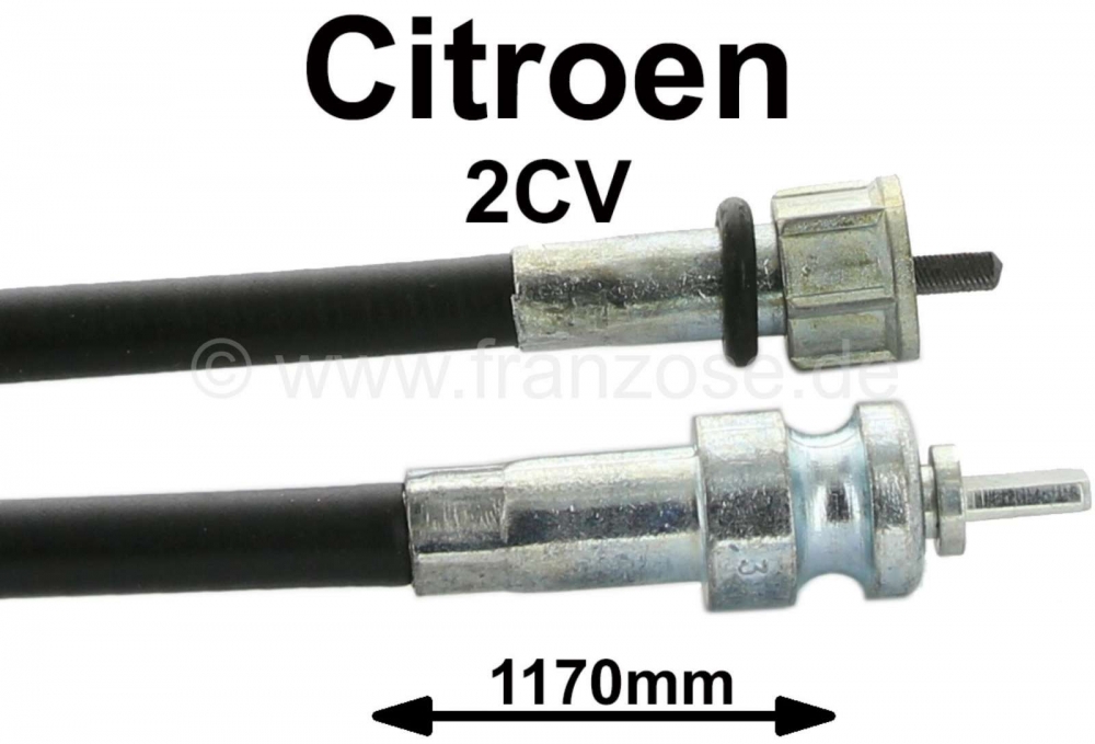 Citroen-2CV - Snelheidsmeterkabel verlengd voor 2CV-instrument, lengte = 117 cm