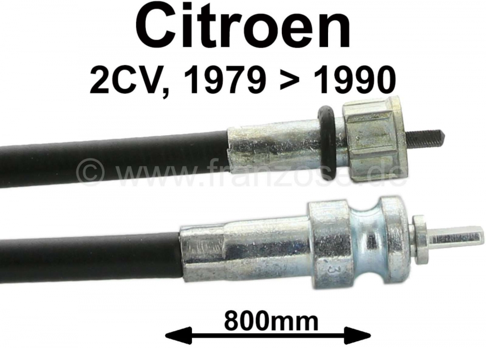 Citroen-2CV - Snelheidsmeterkabel voor Citroen 2CV vanaf 1979. 800mm lang.