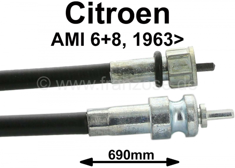 Citroen-2CV - Speedokabel voor Ami 6+8 uit 1963, lengte: 690mm. Of. nr.: AY5213C - 95494965