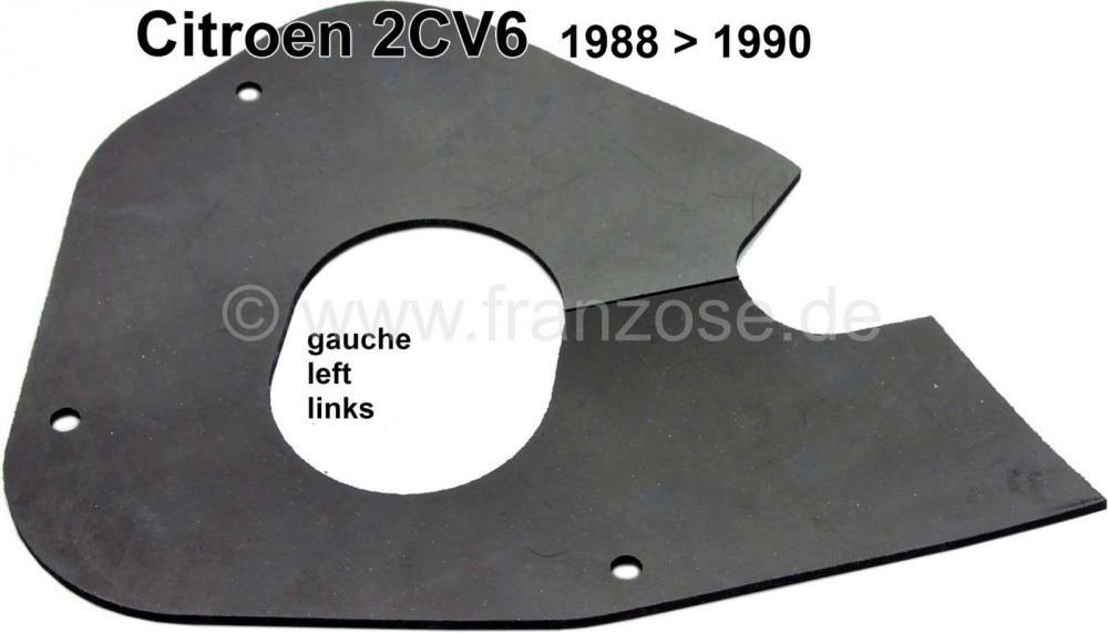 Alle - 2CV, voorspatbord links. Spatlap (geluidsisolatie) voor het binnenspatbord (afdekking over