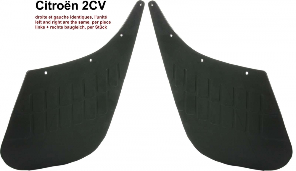 Citroen-2CV - 2CV, voorspatbord, spatlappen (2 stuks). Geschikt voor Citroen 2CV laatste versie tot 1990