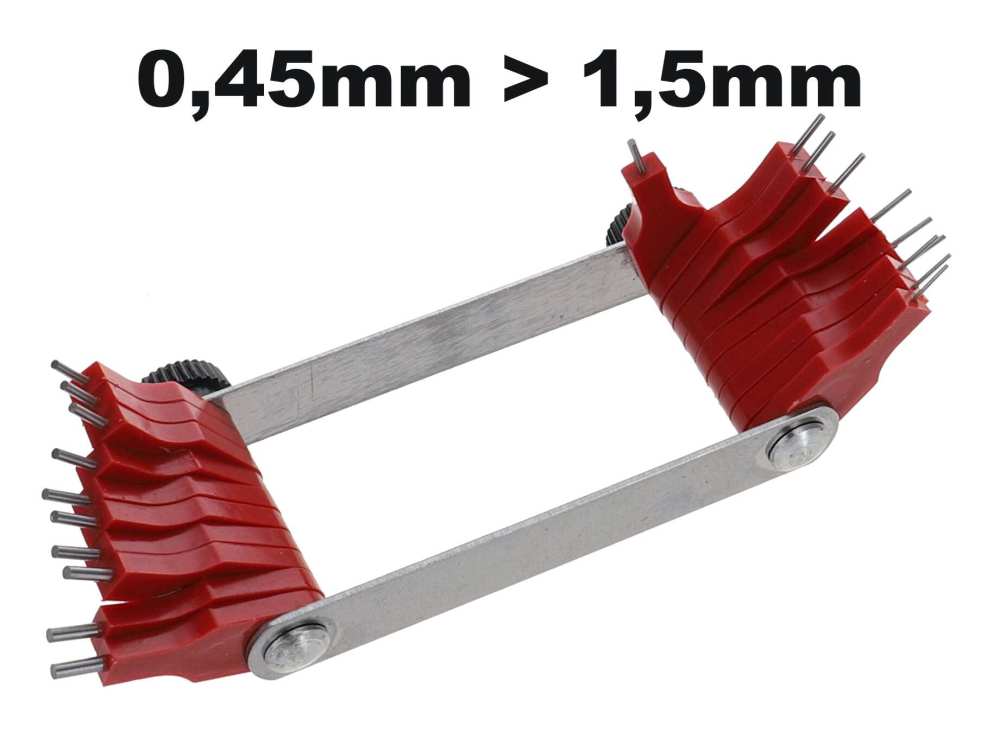 Citroen-2CV - Spuitmaten van 0,45 tot 1,5 mm. 20 jetmaten. Met deze jetmeter kun je de diameter van carb