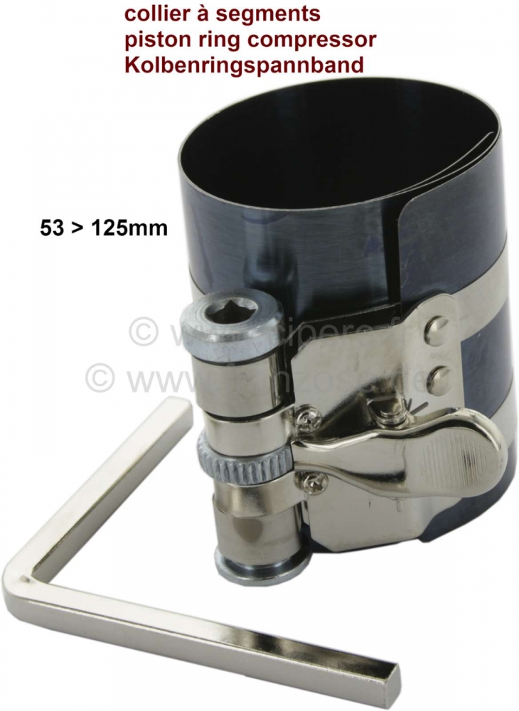 Citroen-2CV - Zuigerring klemband, 60 tot 90 mm klembereik. Hobbyversie (niet voor dagelijks gebruik).