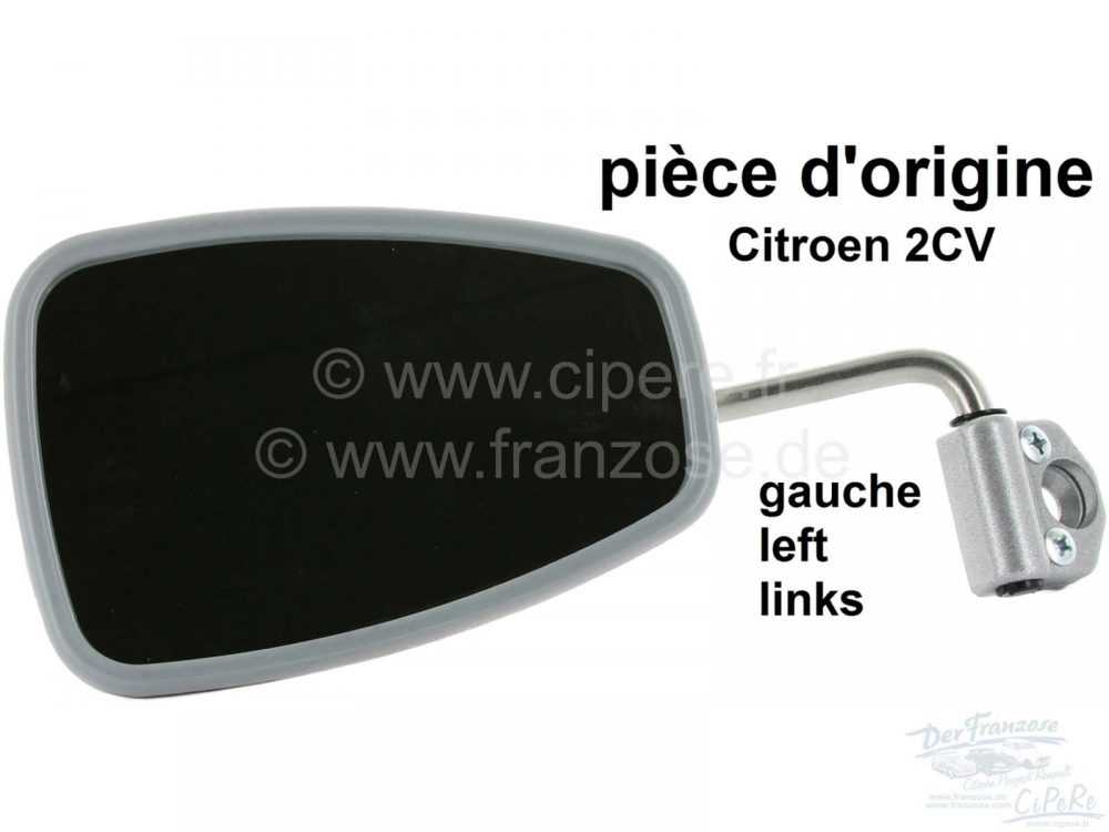 Renault - 2CV, spiegel links, origineel Citroën! Het spiegelglas is grijs omlijst. De originele spi