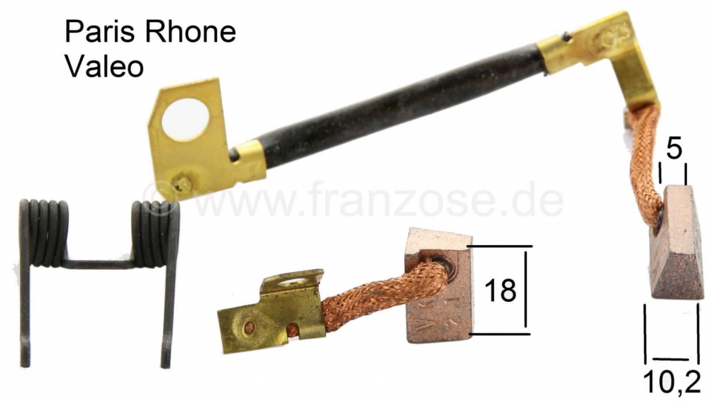 Citroen-2CV - Startborstels, voor Paris Rhone / Valeo (D6RA) startmotoren. Kleine versie. Geschikt voor 