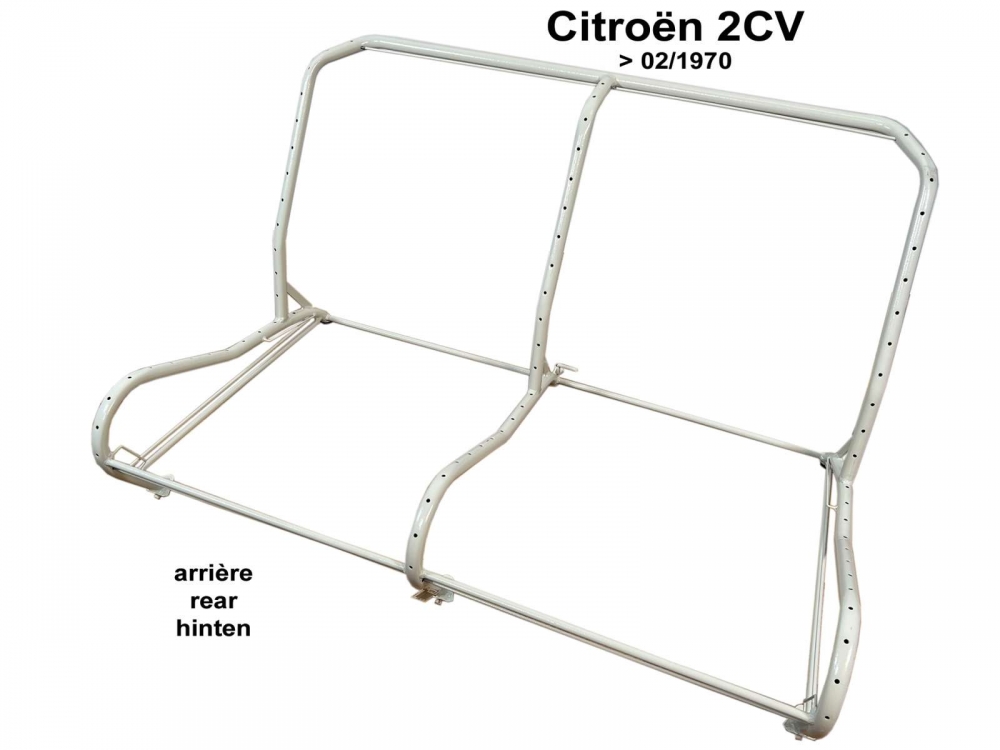 Citroen-2CV - Frame achterbank. Geschikt voor Citroen 2CV, tot modeljaar 02/1970. Verstelling door gaten