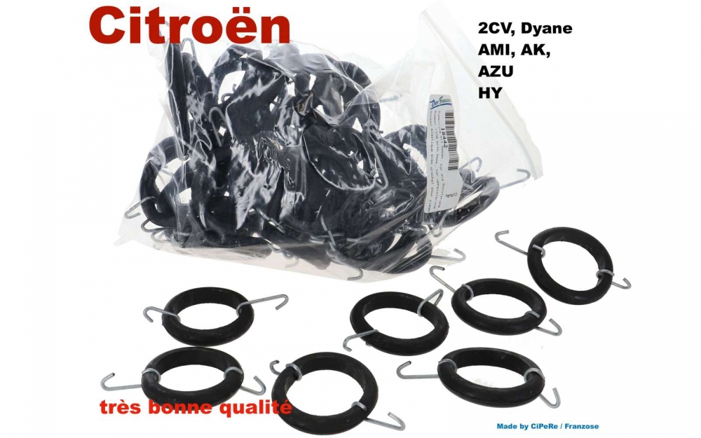 Citroen-2CV - Rubberen ring met haak, voor het bekleden van de stoelen. 50 stuks! Zeer goede kwaliteit v