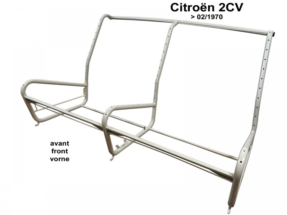 Citroen-2CV - Zitbankframe voor. Geschikt voor Citroen 2CV, tot modeljaar 02/1970. Verstelling door gate