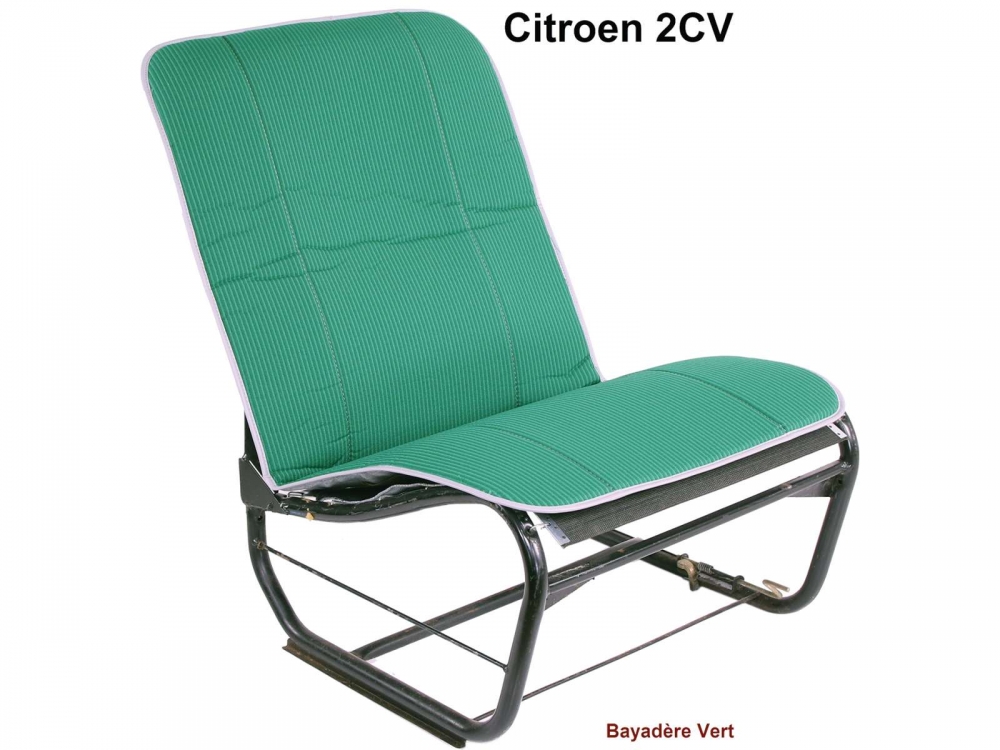 Citroen-2CV - 2CV oud, stoelhoes hangmat groen gestreept (Bayadère Vert). Per stuk. Past voor + achter.