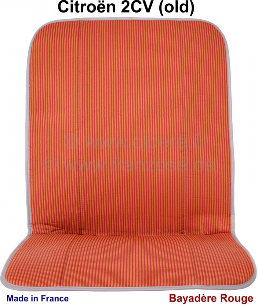 Citroen-2CV - 2CV oud, stoelhoes hangmat rood gestreept (Bayadère Rouge). Per stuk. Past voor + achter.