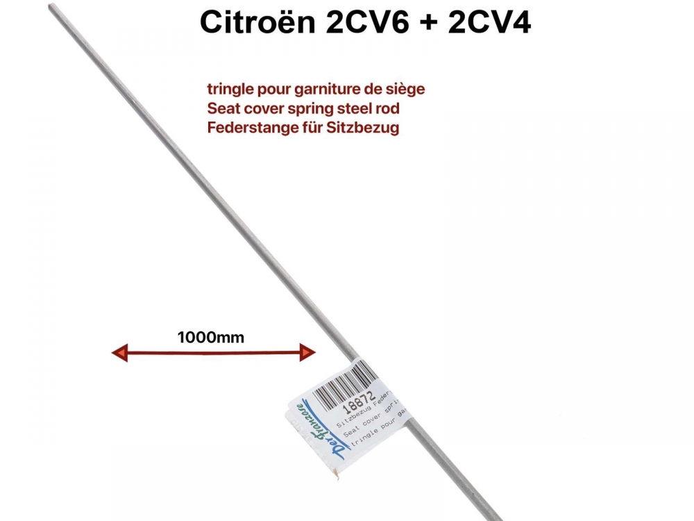 Citroen-2CV - Stalen stang voor stoelbekleding. Geschikt voor Citroen 2CV en Dyane. Deze stang wordt doo