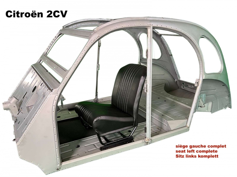 Renault - Volledige linkerstoel (symmetrisch), zwart kunstleer (nieuw onderdeel). Ontwerp: het opper