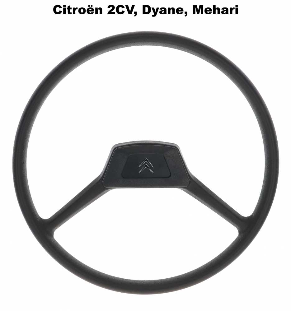 Citroen-2CV - Stuur 2 spaken, reproductie. Geschikt voor Citroen 2CV, Dyane, Mehari. 385mm