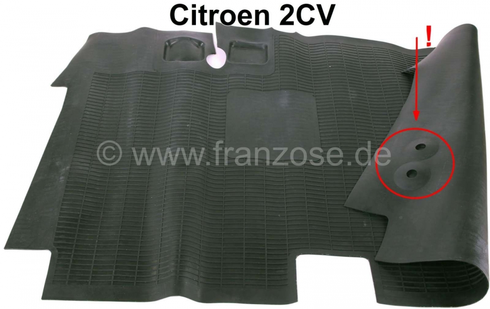 Citroen-2CV - Rubber mat vooraan. Geschikt voor Citroen 2CV met geveerde pedalen. Tot bouwjaar 1990 Citr