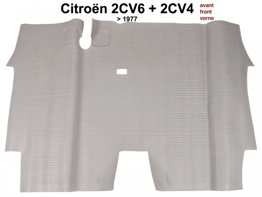 Citroen-2CV - Rubber mat voorzijde (grijs). Geschikt voor Citroen 2CV met rechtopstaand gaspedaal en han