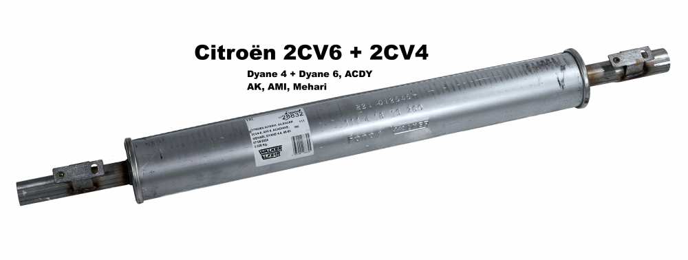 Peugeot - 2CV6, uitlaat achterdemper (lange demper). Goede reproductie. Merkfabrikant uit Europa. Zo