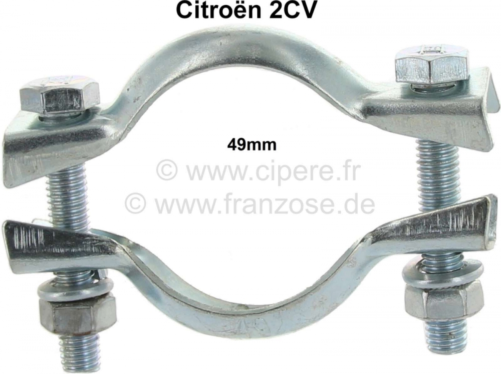 Sonstige-Citroen - 2CV6, uitlaat voordemper klem 49mm (uitlaatklem), voor overgang spruitstuk naar verwarming