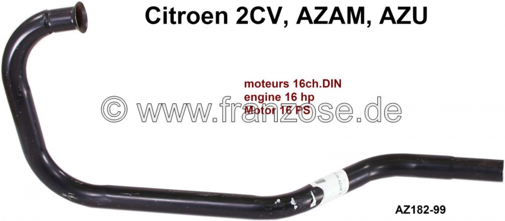 Renault - 2CV oud, uitlaatpijp onder linker voorspatbord. Geschikt voor Citroen 2CV4 oud, AZU tot 07