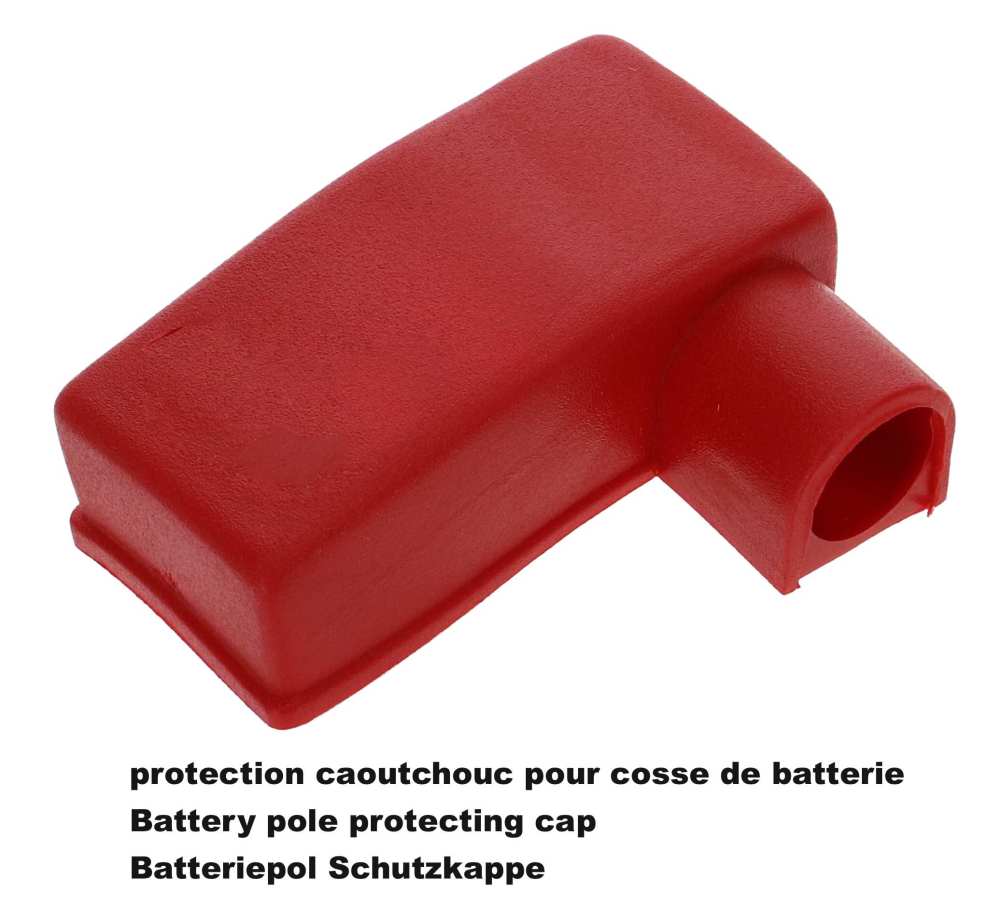 Citroen-2CV - Beschermkap voor batterijaansluiting van rubber. Kleur: rood. Lengte: 52mm. Breedte: 35 mm