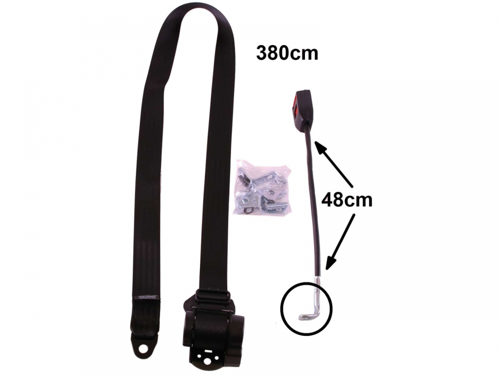 Sonstige-Citroen - Veiligheidsgordel voor links + rechts (extreem verlengd), voor Citroen 2CV + DS. 3-puntsgo