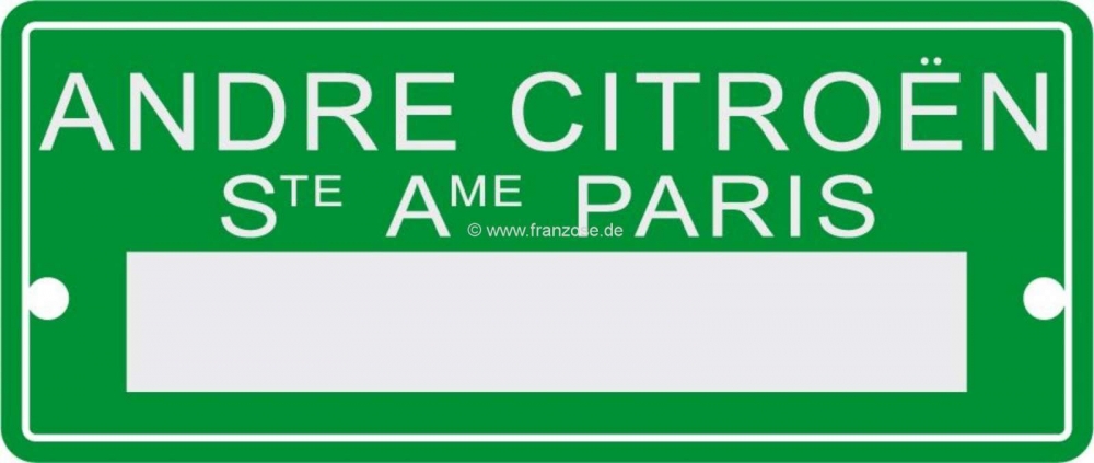 Sonstige-Citroen - Typeplaatje groen, voor Citroën. 78x40mm. 2 boorgaten. (metaal). De groene typeplaatjes w