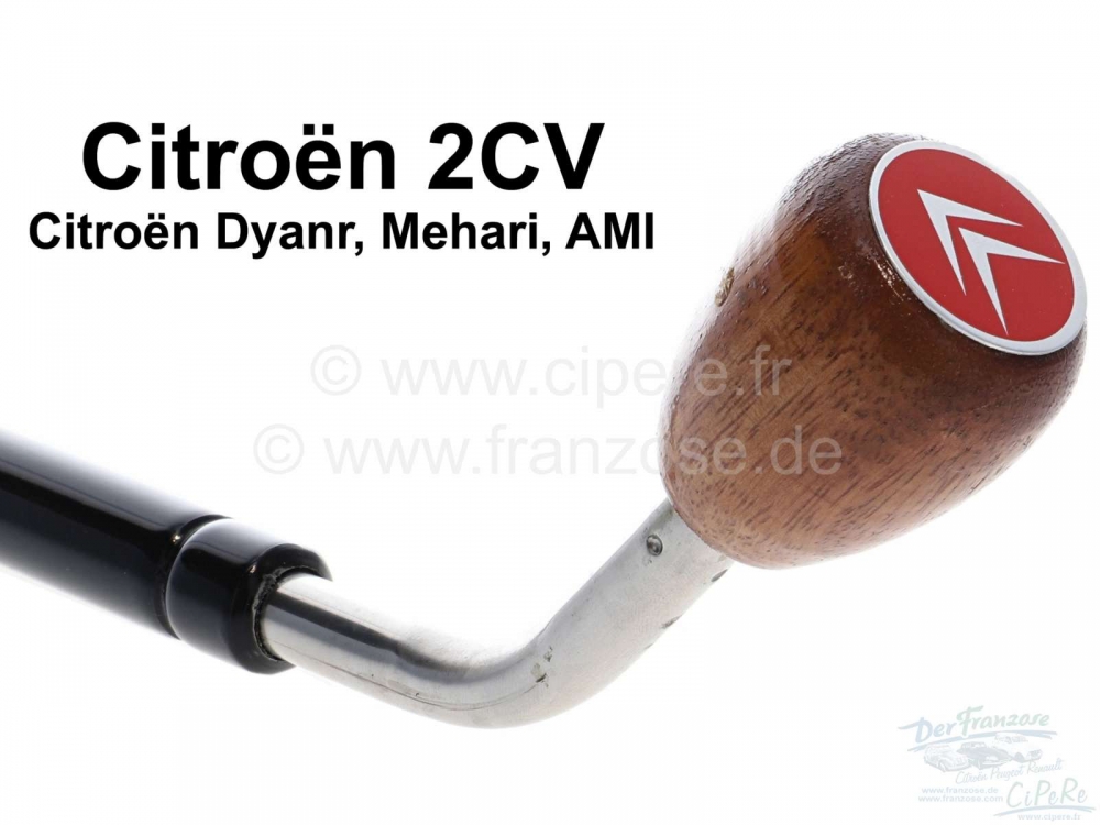 Citroen-2CV - Houten pookknop met Citroen embleem. Geschikt voor Citroen 2CV.